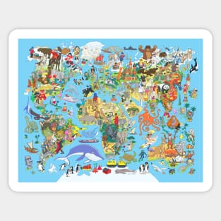 Cartoon World Map Sticker